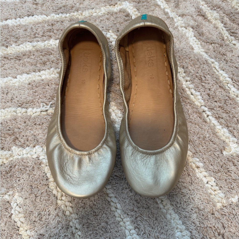 Tieks Gold Ballet Flats leather women’s size 10